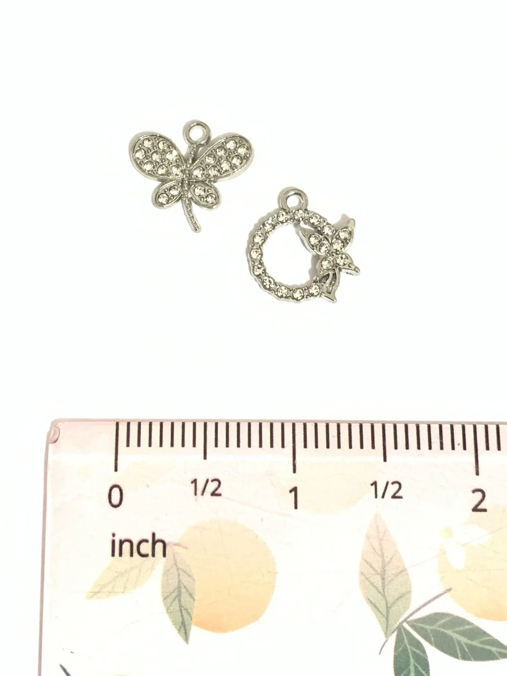 Delicate Silver Crystal Butterfly Charm Set